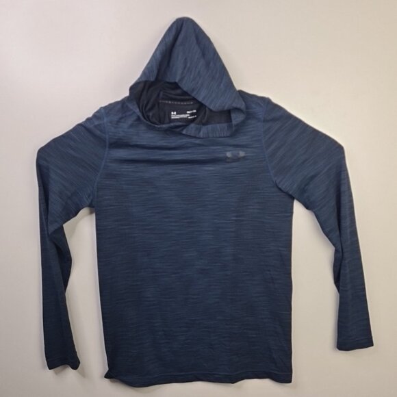 Under Armour Threadborne HeatGear Hooded Long Sleeve Shirt Men Size S Blue - Picture 6 of 9
